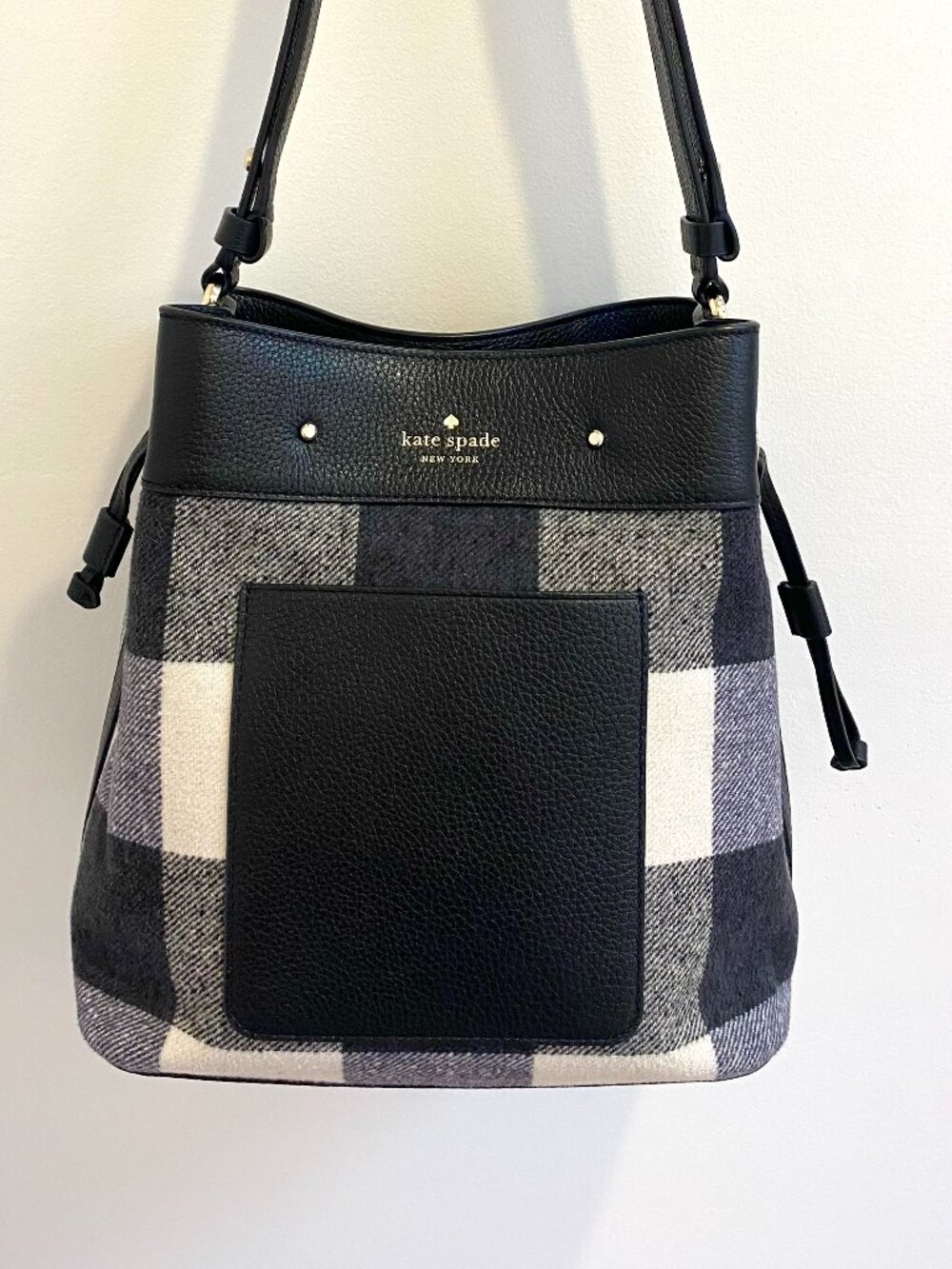 Kate Spade Marti Large Buffalo Plaid Bucket Bag